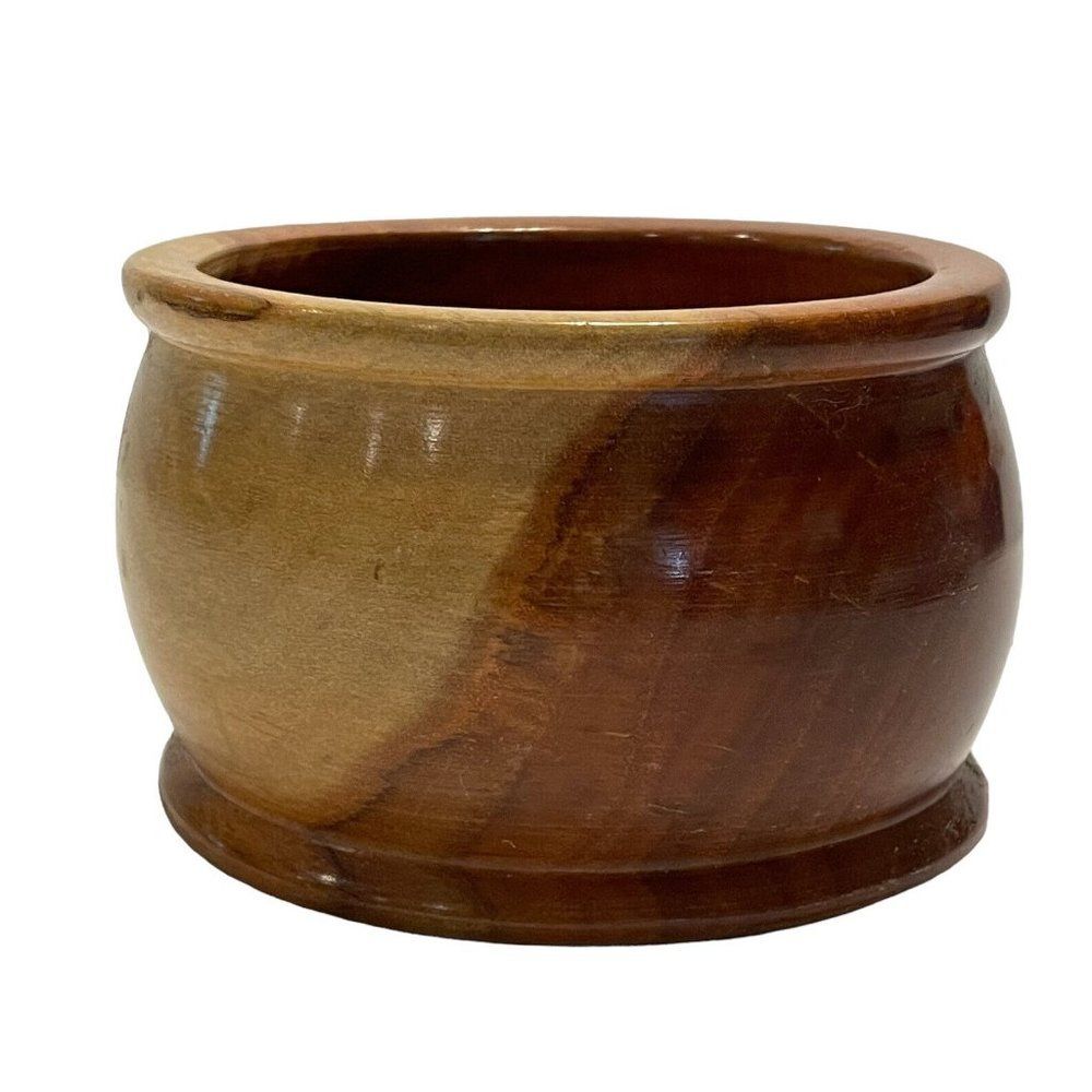 Vtg Solid WOOD Hand Turned Handmade rimmed Bowl Centerpiece boho bohemian nature